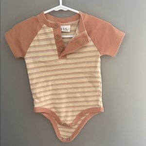 Stylish Striped Kids Bodysuit in Tan and Brown